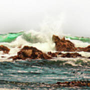 Waves Against The Rocks In Pacific Grove California Poster
