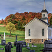 Welsh Road Church In Fall Poster