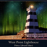 West Point Lighthouse Night Scene Poster