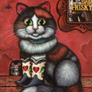 Western Boots Cat Painting Poster