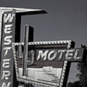 Western Motel In Black And White Poster