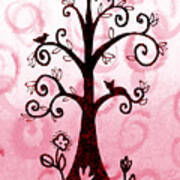 Whimsical Tree With Cat And Bird Poster