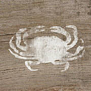 White Crab On Wood- Art By Linda Woods Poster