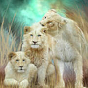 White Lion Family - Mothering Poster