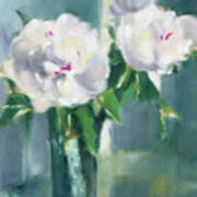 White Peonies Poster