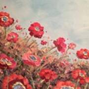 Wild Red Poppies Poster