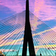 Wild Sunset Over The Zakim Bridge - Boston Poster