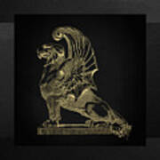 Winged Chimera From Theater De Bellecour, Lyon, France, In Gold On Black Poster