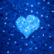 Winter Blue Crystal Heart Poster