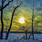 Winter Hudson Sunset Poster