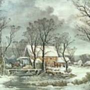 Winter In The Country - The Old Grist Mill Poster