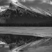 Winter Rundle Refelctions Black And White Poster