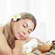 Woman Relaxing At Spa Poster