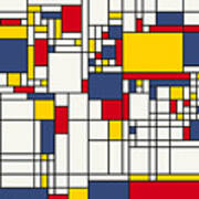 World Map Abstract Mondrian Style Poster