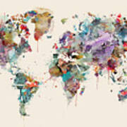 World Map Watercolors Poster