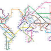 World Metro Tube Subway Map Poster