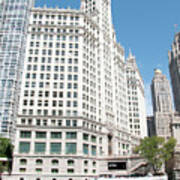 Wrigley Building Overlooking The Chicago River Poster