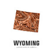 Wyoming Map Art Abstract In Brown Poster