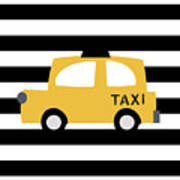 Yellow Taxi With Stripes- Art By Linda Woods Poster