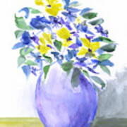 Yellows And Violets Palette Knife Watercolor Painting Poster