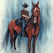 Young Cowboy On A Western Horse Poster