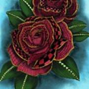 Zentangle Tattoo Rose Colored Poster