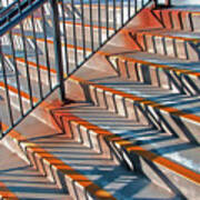 Zig Zag Shadows On Train Station Steps Poster