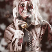 Zombie Girl Making Phone Call To Dead Valentine Poster