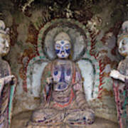 Buddha And Bodhisattvas Maijishan Grottoes Tianshui Gansu China Poster