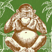 Chimpanzee Covering Its Eyes #1 Poster