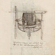 Folio F 81r. Codex Madrid I -ms. 8937- 'treaty Of Statics And Mechanics', 192 Folios With 384 Pag... Poster