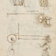 Folio F 8r. Codex Madrid I -ms. 8937- 'treaty Of Statics And Mechanics', 192 Folios With 384 Page... #1 Poster