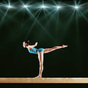 Gymnast Performing Routine On Balance #1 Poster