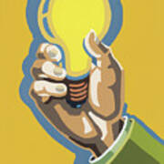 Hand Holding A Lightbulb #1 Poster