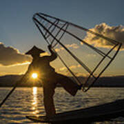 Intha Fisherman On Lake Inle In Myanmar #2 Poster