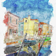 Italy #watercolor #sketch #italy #house #1 Poster