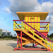 Lifeguard Hut On Miami Beach At Sunrise #1 Poster