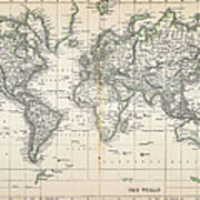 Map Of The World 1855 #1 Poster