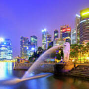 Marina Bay & Merlion, Singapore City #1 Poster