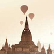 Myanmar, Mandalay, Hot Air Balloons #1 Poster