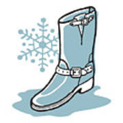 Riding Boot With Snowflake #1 Poster