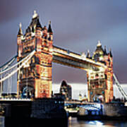 Tower Bridge Illuminated At Dusk #1 Poster