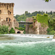 Waters And Ancient Buildings Of Italian Medieval Village #1 Poster