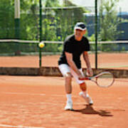 Active Senior Man Playing Tennis #10 Poster