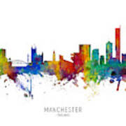 Manchester England Skyline #16 Poster