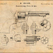 1875 Colt Peacemaker Patent Print Antique Paper #1875 Poster