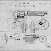 1875 Colt Peacemaker Patent Print Gray Poster