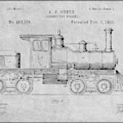 1891 Huber Locomotive Engine Gray Patent Print Poster
