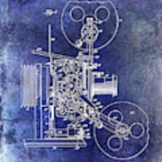 1902 Movie Projecting Patent Blue Poster