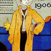 1906 Automobile Calendar Featuring Fashion Model Poster